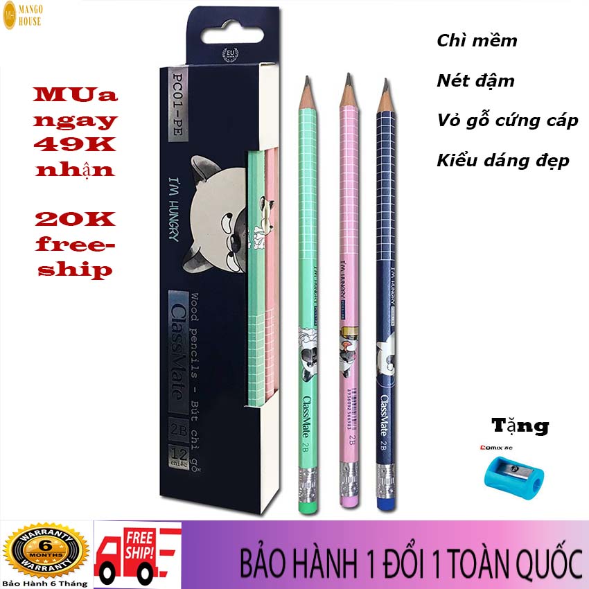 HỘP 12 CÂY VIẾT CHÌ 2B CLASSMATE+ TẶNG 1 CÁI CHUỐT- Chì gỗ, chống gãy chì, đậm nét, rõ ràng, gỗ chắc chắn, siêu đẹp, siêu cute,- Mango house- Viết chì, bút chì kim, bút chì bấm, bút chì học sinh, bút chì 2B, viết chì đẹp, viết chì 2B