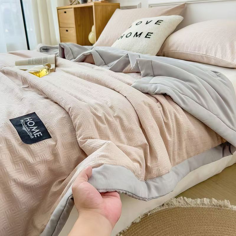 chăn hè mát lạnh Chăn làm mát mùa hè Cool Ice Silk Chăn mùa hè cao cấp Màu kem Chăn điều hòa không khí Chăn mỏng chống nhăn mền ngủ mát lạnh