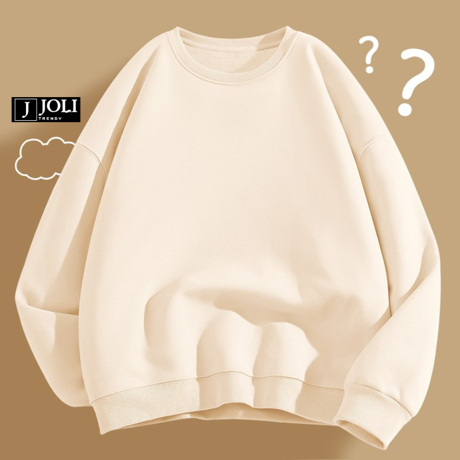 Áo sweater trơn basic nam nữ by joli unisex chất nỉ lót bông mũ 2 lớp form rộng