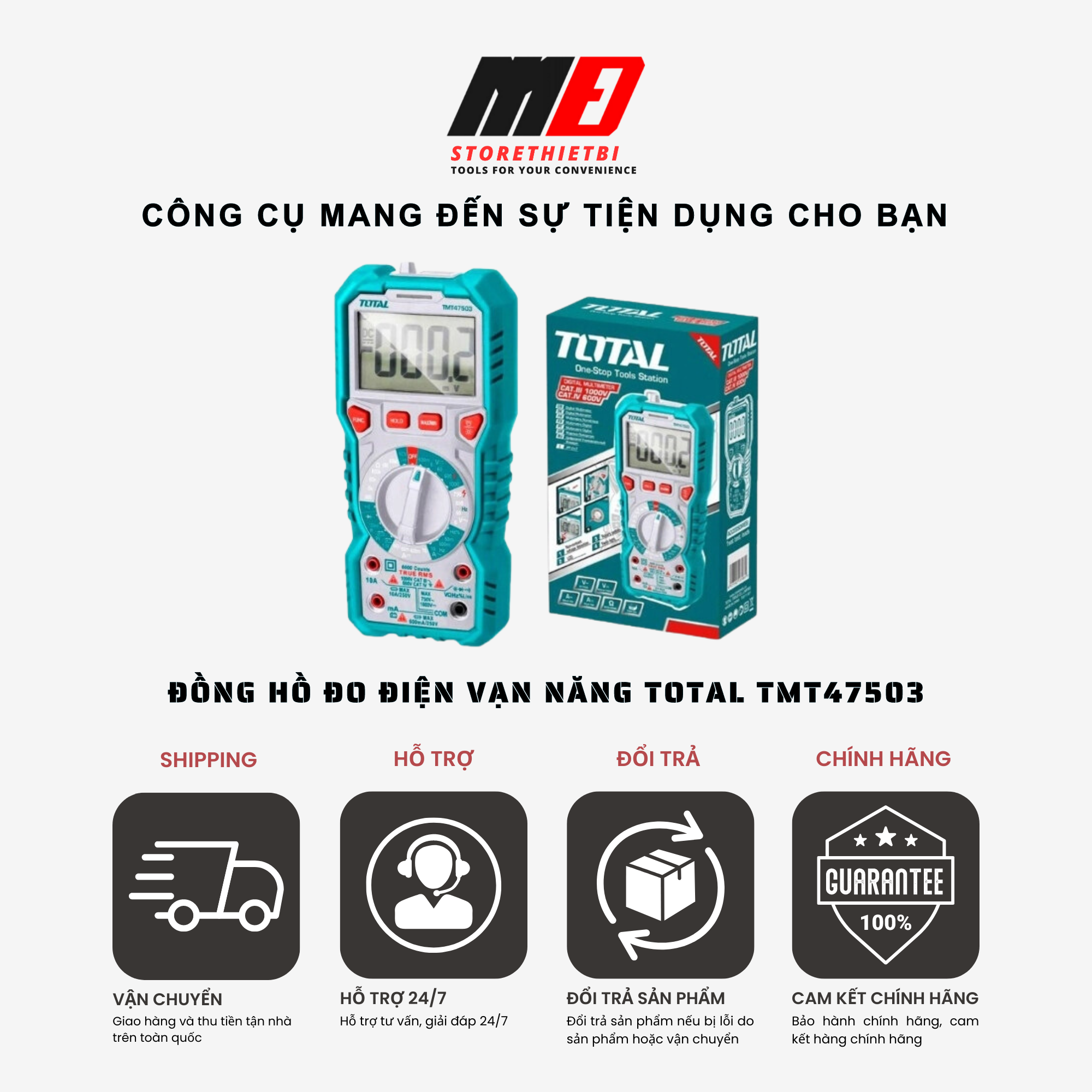[HCM]Đồng hồ đo điện vạn năng 600A Total TMT47503