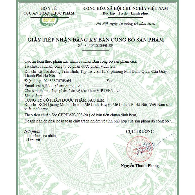 Thực phẩm bổ sung Vipteen tăng chiều cao