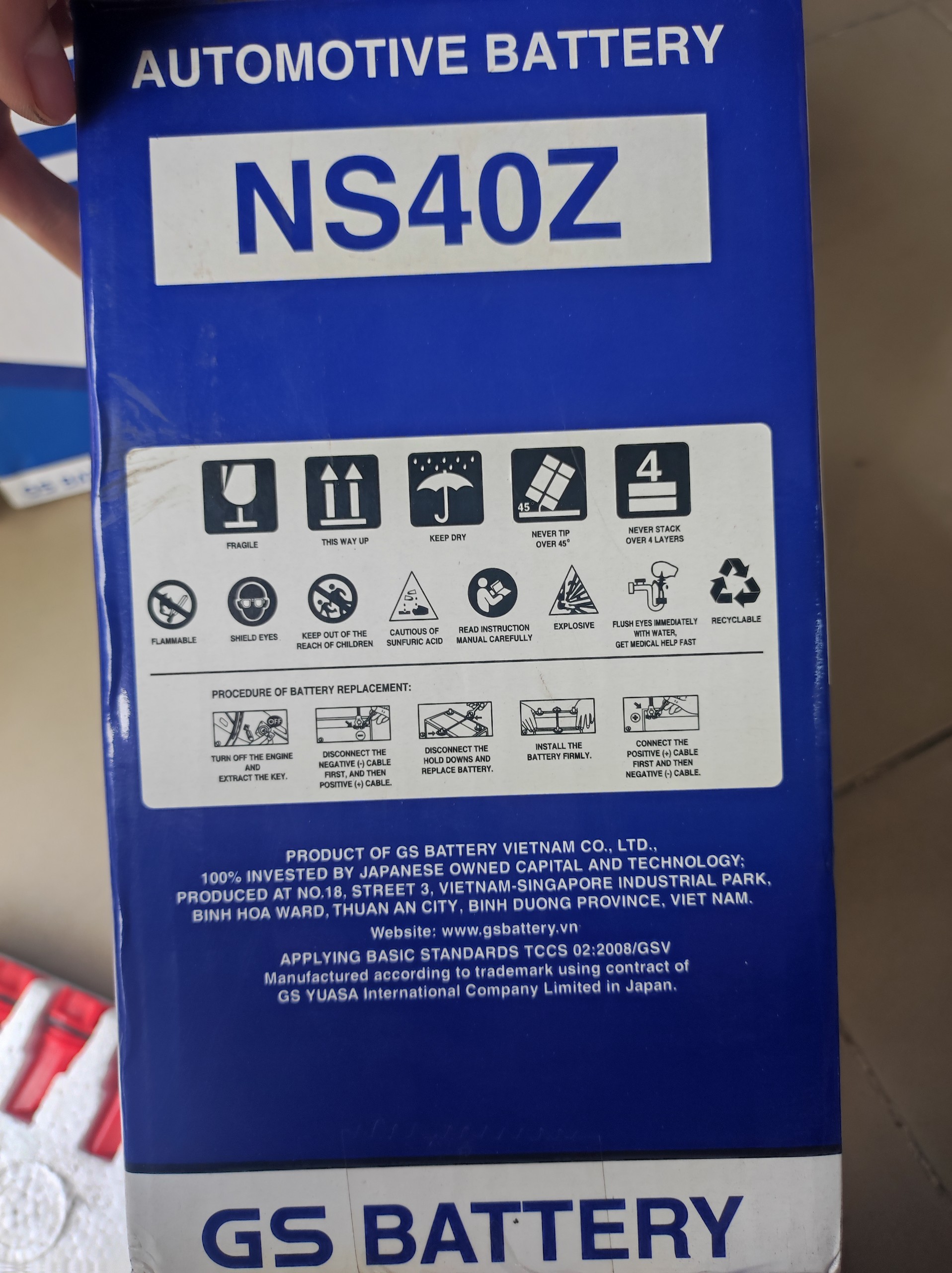 BÌNH ẮC QUY Ô TÔ NS40Z R/L (12V - 35Ah) - GS