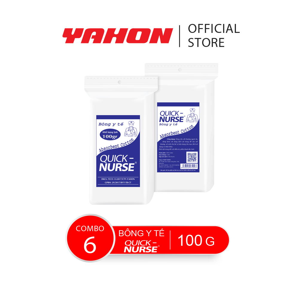 Combo 6 bao bông y tế quick-nurse, 100g/bao