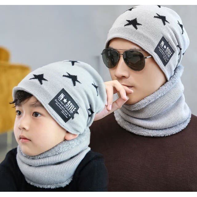 MŨ LEN KÈM KHĂN ỐNG GIỮ ẤM CHO BÉ