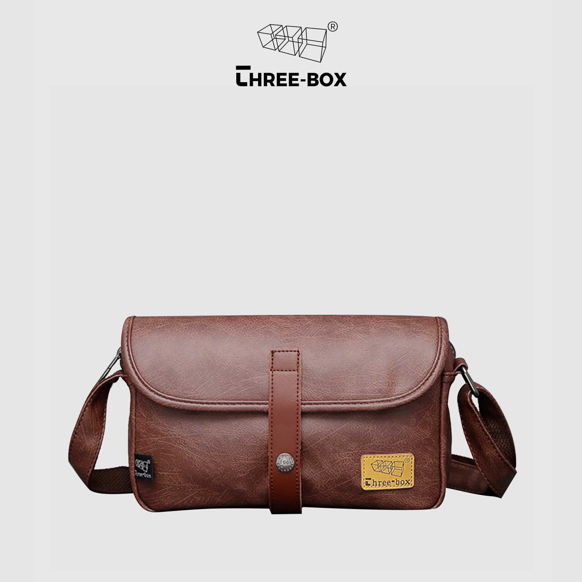 Túi da đeo chéo chính hãng Three-Box  MS6349