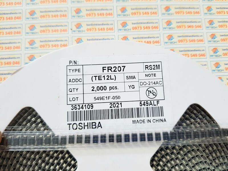 [Mã ELFLASH3 hoàn 10K xu đơn 20K] [Combo 20 chiếc] FR207, RS2M Diode 2A/1000V SMA