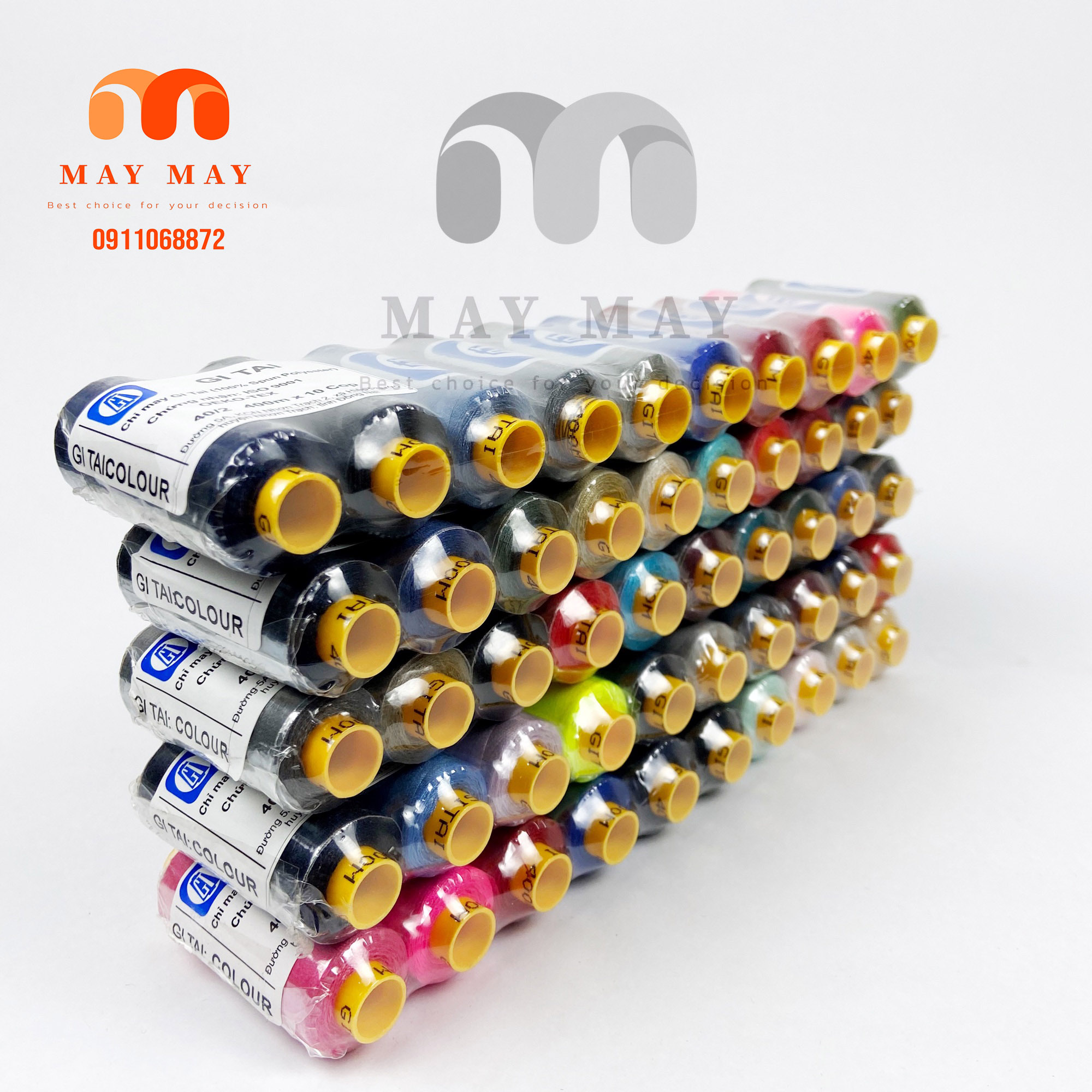 Set 10 cuộn chỉ Gitai cuộn 400M 10 màu khác nhau
