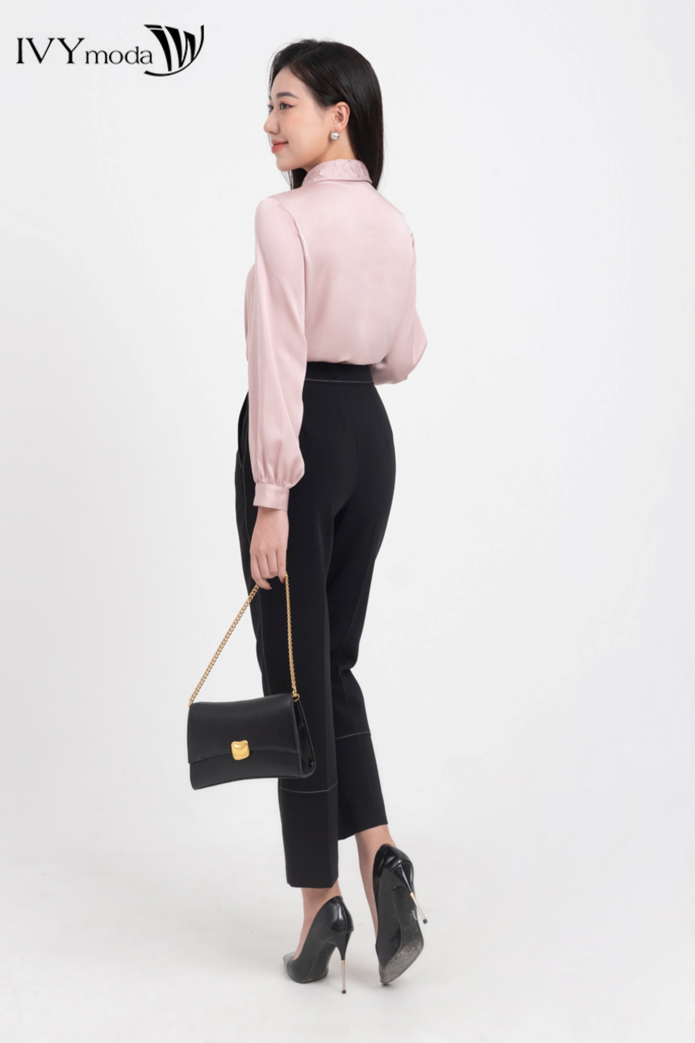 Áo sơ mi cổ sen IVY moda MS 17M7757