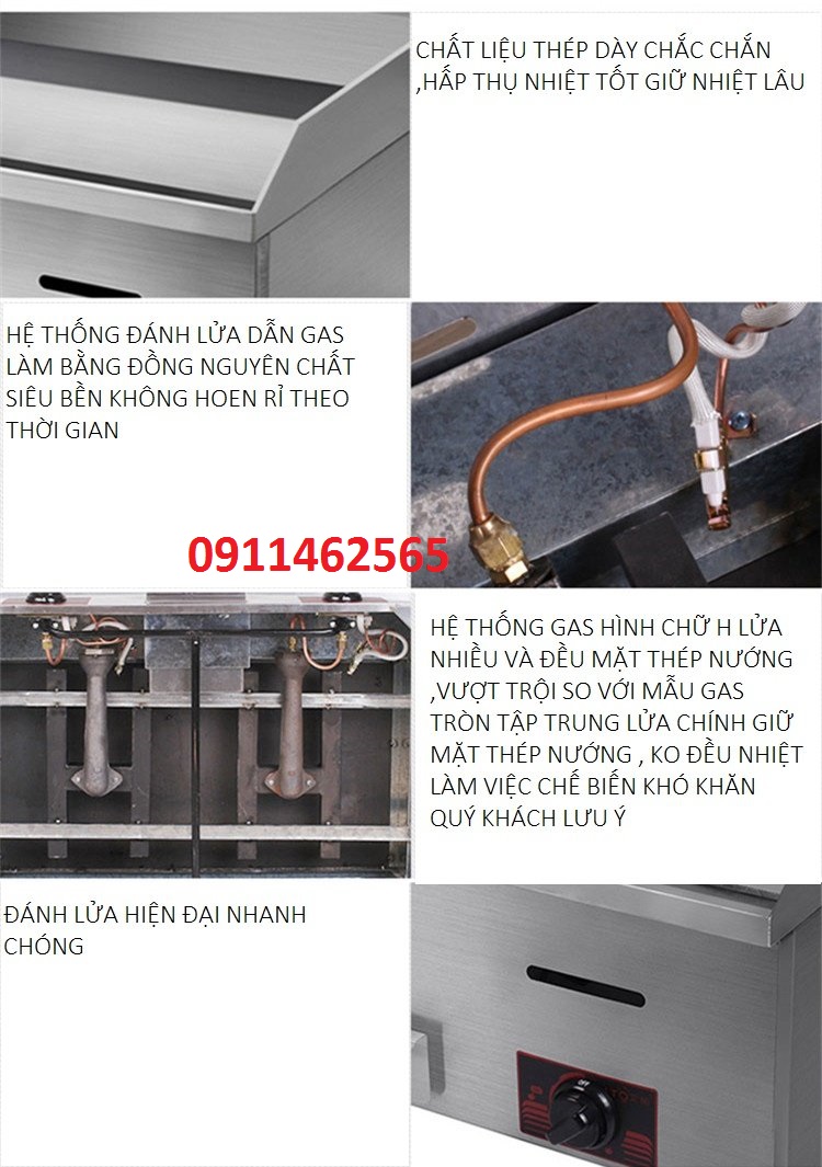 Bếp chiên mặt phẳng,bếp chiên rán mặt phẳng teppanyaki kiểu nhật dùng gas bếp đôi cở lớn-Vỉ nướng gas bằng thép không gỉ thương mại vỉ nướng gas tốt nhất ba đầu đốt
