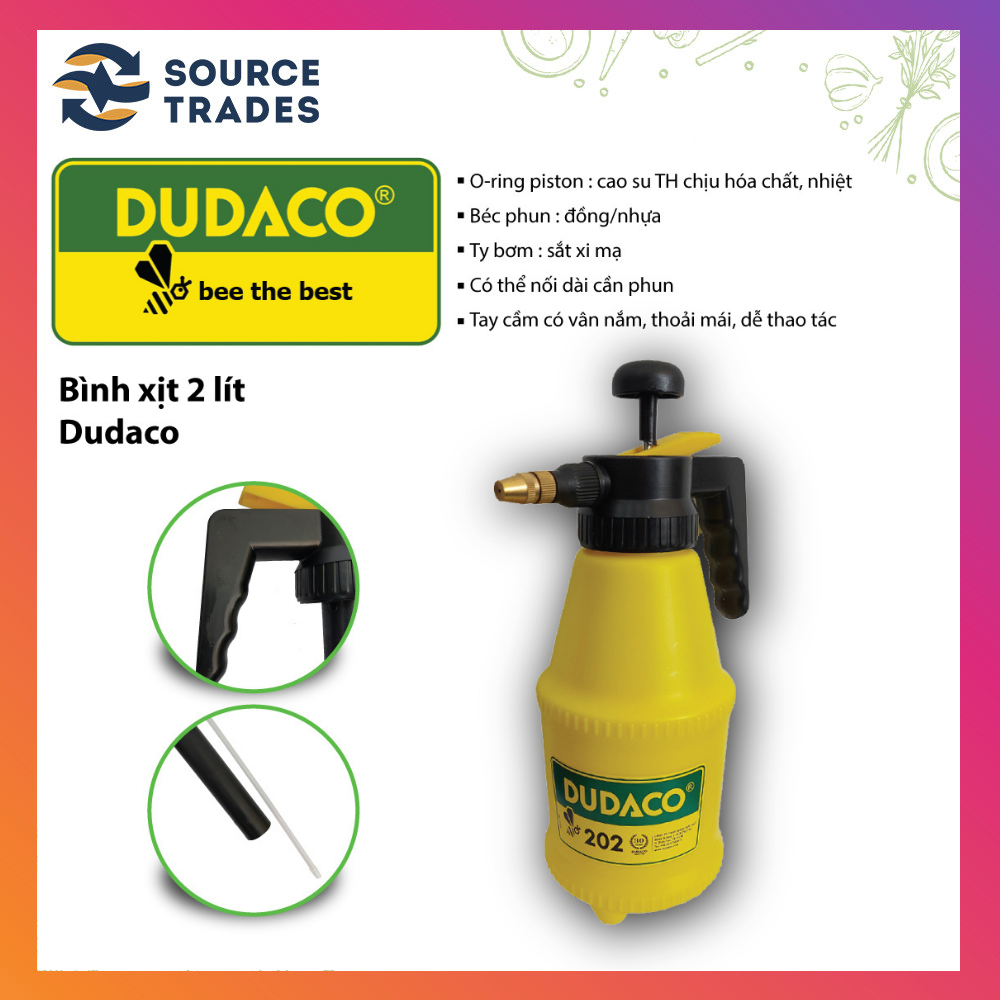Bình xịt 2 lít bơm tay DUDACO (Vàng)