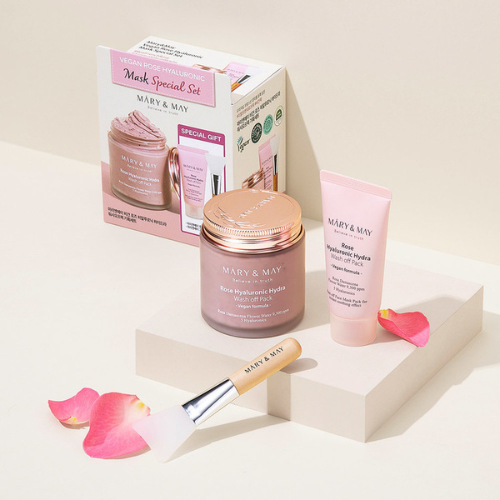 Set mặt nạ đất sét cấp ẩm Vegan Rose Hyaluronic Mask ( 125g +30g)