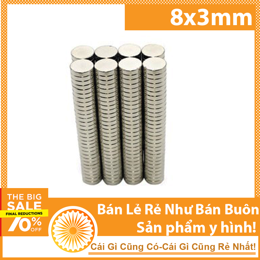 Bộ 10 viên nam châm 8x3mm