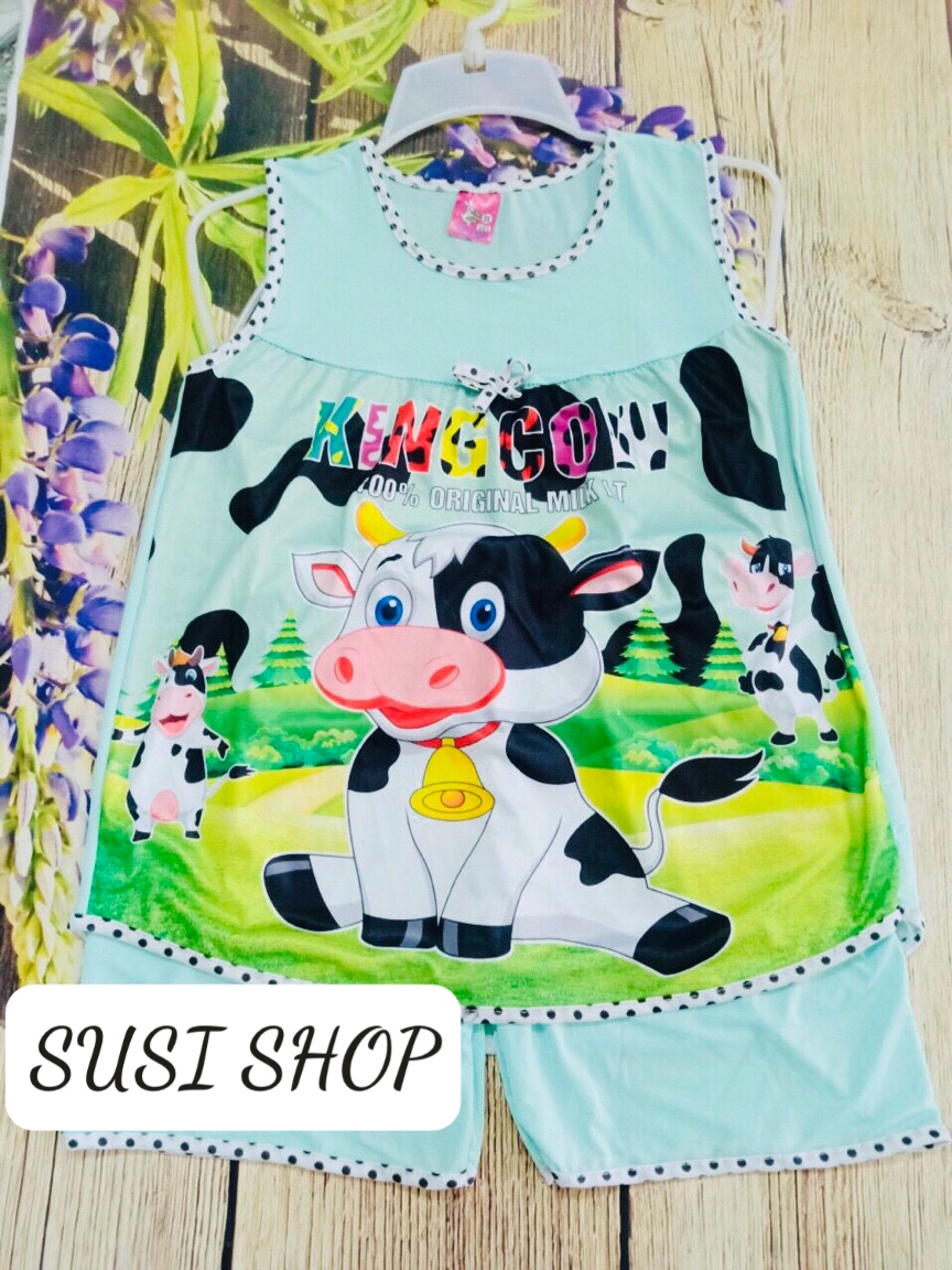 Bộ thun lạnh bé gái BÒ SỮA (Size 25-30kg)