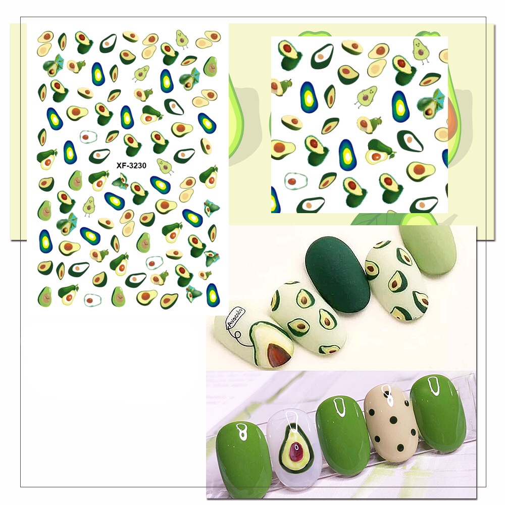 Hãy chiêm ngưỡng bộ sticker Avocado đầy màu sắc và trẻ trung. Những chiếc móng tay được trang trí bởi bộ sticker này sẽ khiến bạn ngạc nhiên với sự sáng tạo đột phá. Hãy xem hình ảnh để khám phá nào!