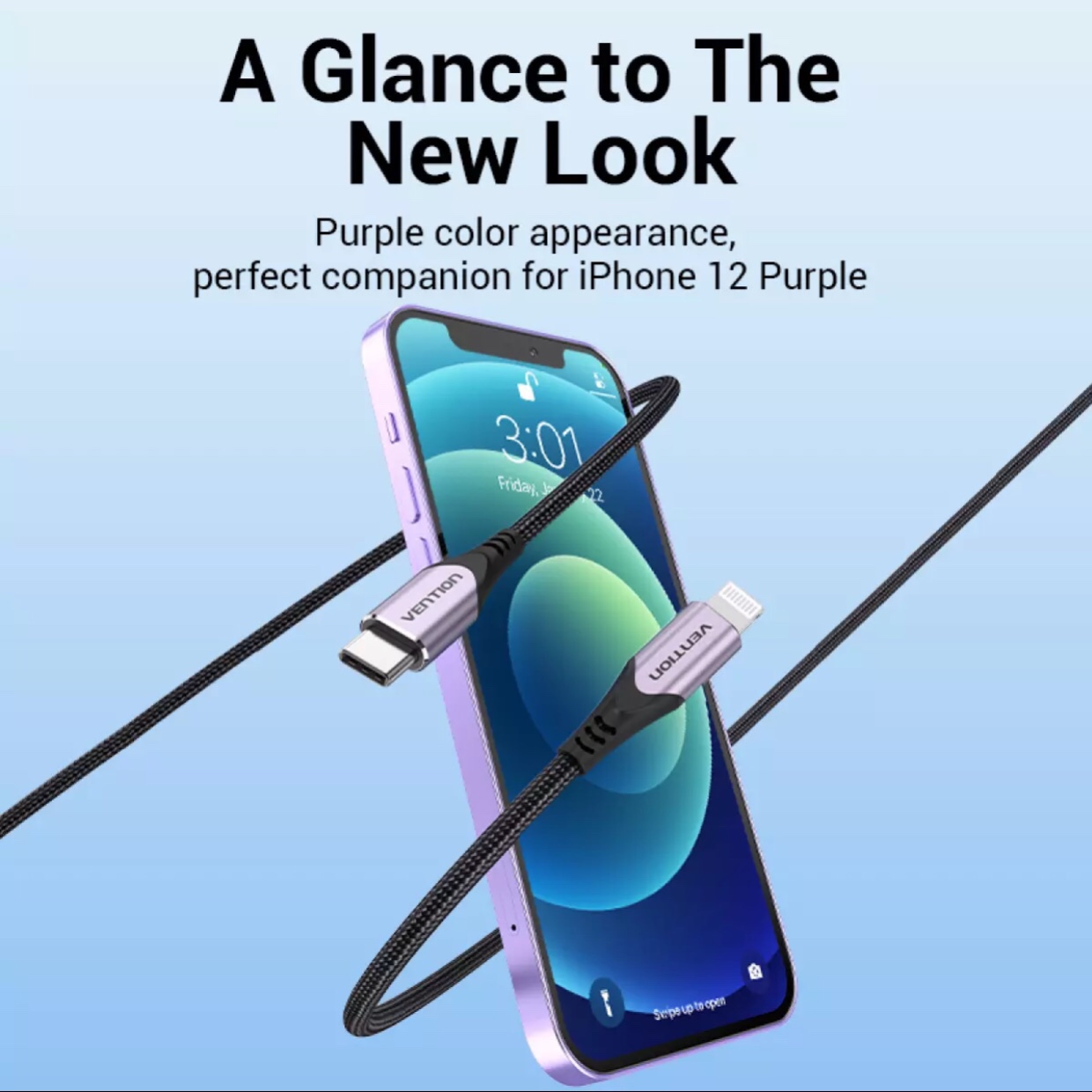 Vention Lightning Cable PD 20W iphone Charging Cable USB C to Lightning Fast Charging Cable Apple Charger Cable MFi certified 3A