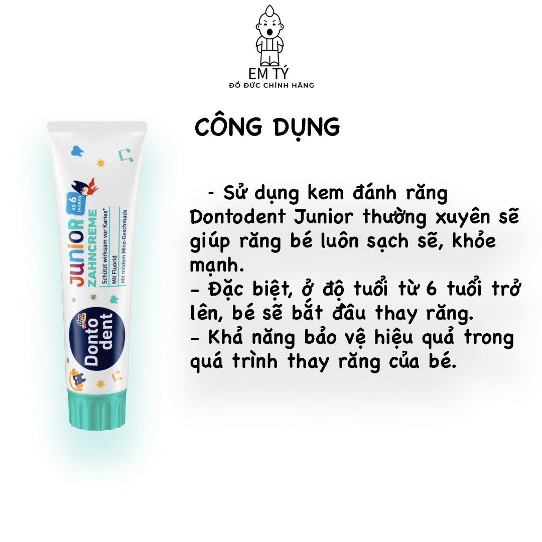 Kem đánh răng Dontodent Junior cho trẻ em [Nội địa Đức] - Em Tý Store