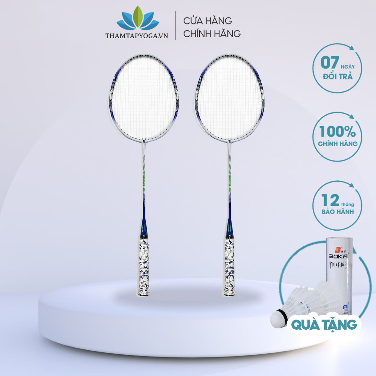 Cặp vợt cầu lông dây cước Bokai BK-135 [TẶNG KÈM 3 QUẢ CẦU]