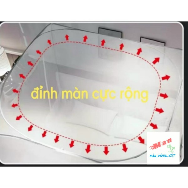 Màn chụp tự bung đỉnh vuông có chân viền vải lụa cao cấp