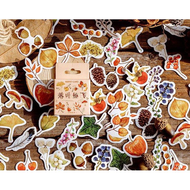 Bộ 46 sticker mùa thu vàng dán trang trí e46