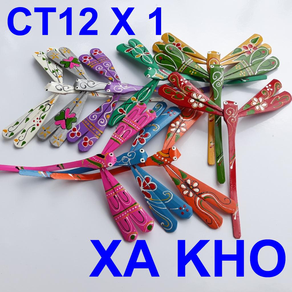 CT12 10 chuồn chuồn tre màu 12cm xả kho