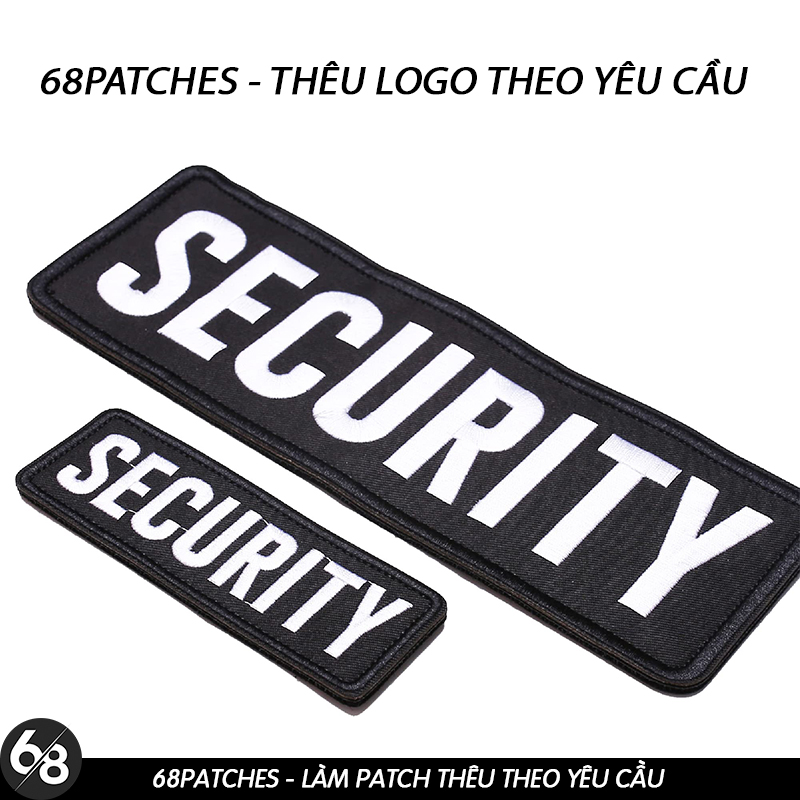 Patch vải ủi nhiệt thêu logo security bảo vệ kích thước lớn D25