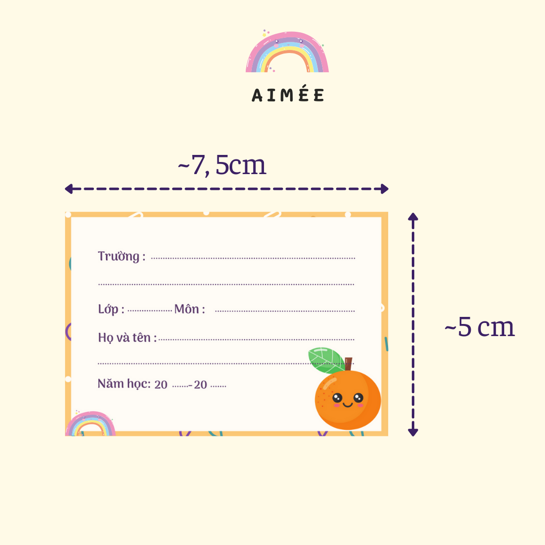 Nhãn vở họa tiết hoa quả dễ thương ( 12 miếng) | AIMÉE