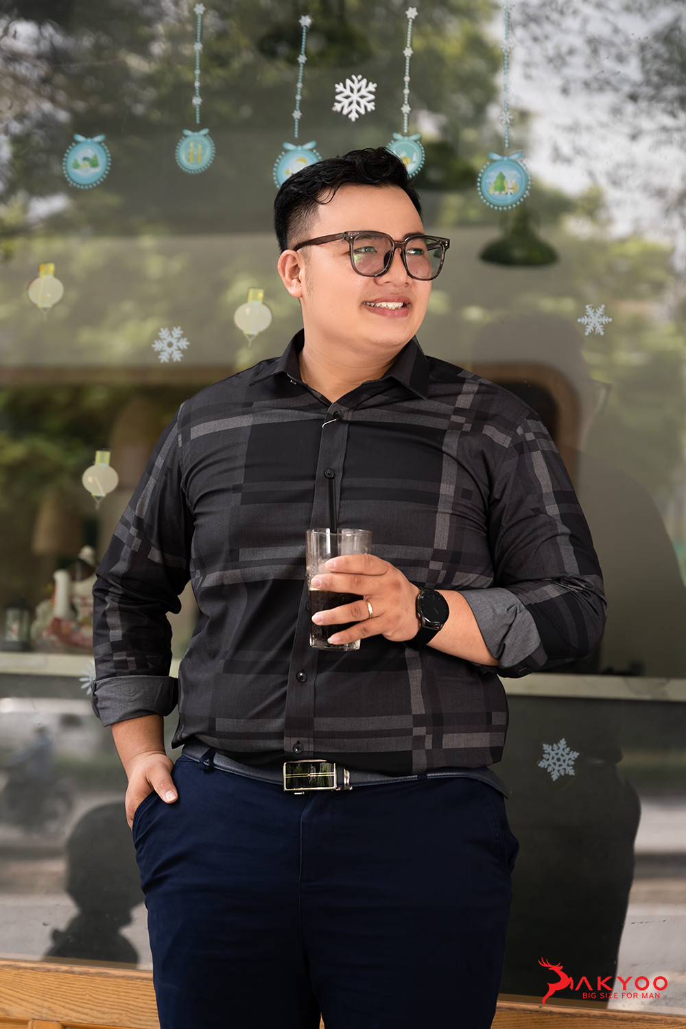 Áo Sơ Mi Đen Nam Big size 80-140kg AKYOO