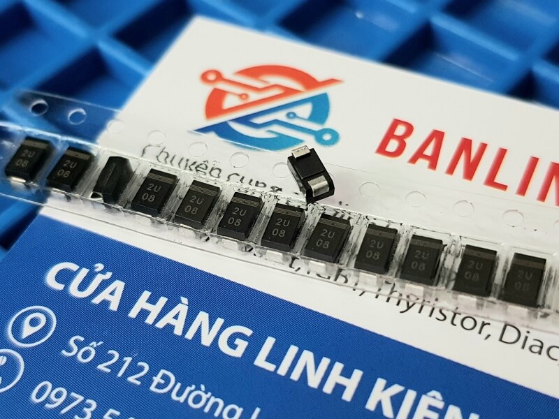 Diode xung d1fl20u kí hiệu 2u dòng 1.1a điện áp 200v do-214ac