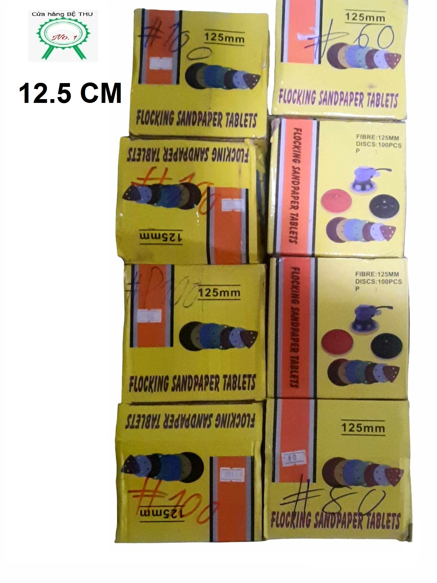 HỘP GIẤY CHÀ NHÁM DÍNH TRÒN 125 MM [1 HỘP/100 TỜ]