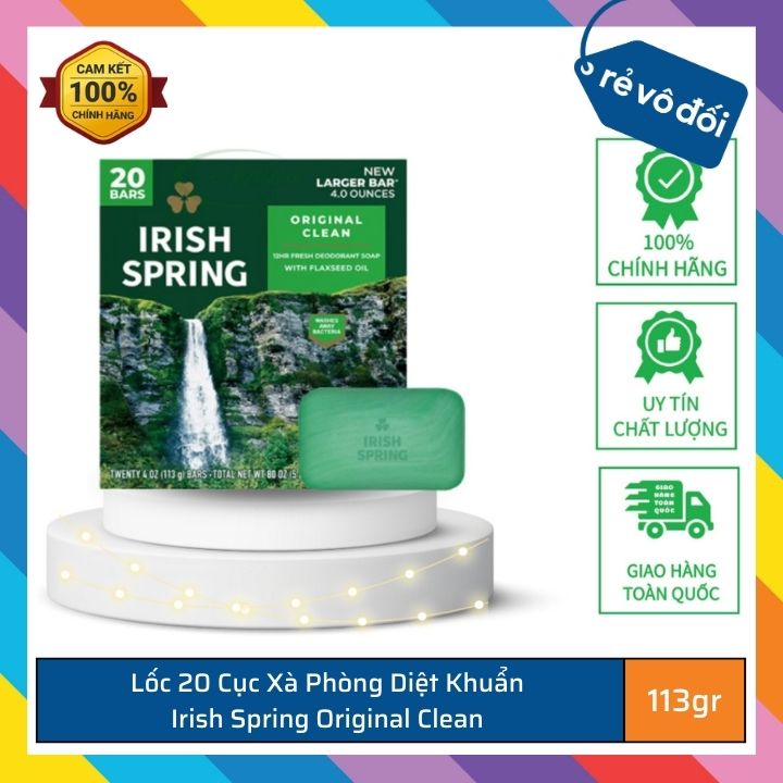 Combo 3 cục xà phòng diệt khuẩn Irish Spring Original Clean 113g