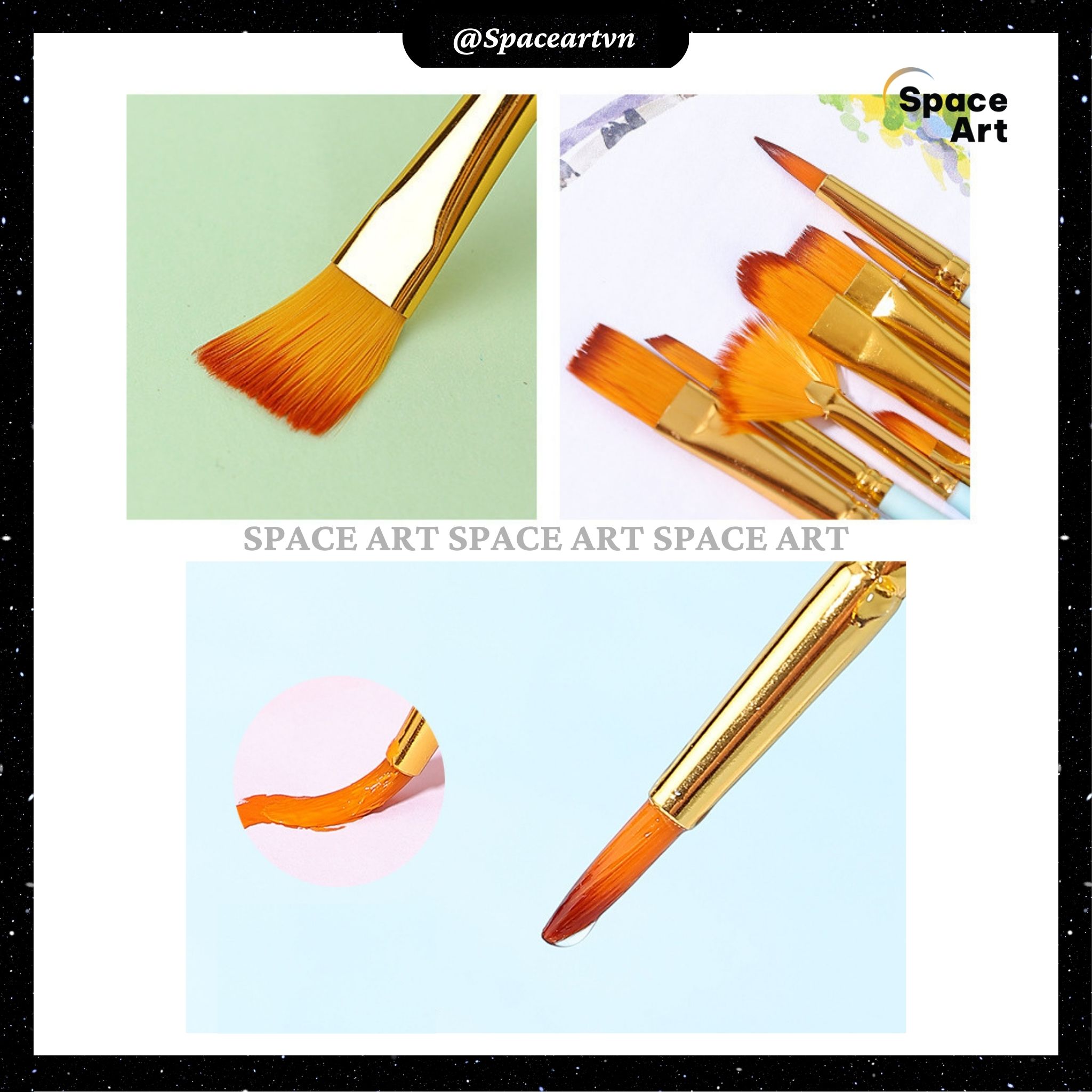 Bộ Cọ Vẽ Artist Brushes Keep Smiling A6303B (Bộ 10 cây nhiều loại)