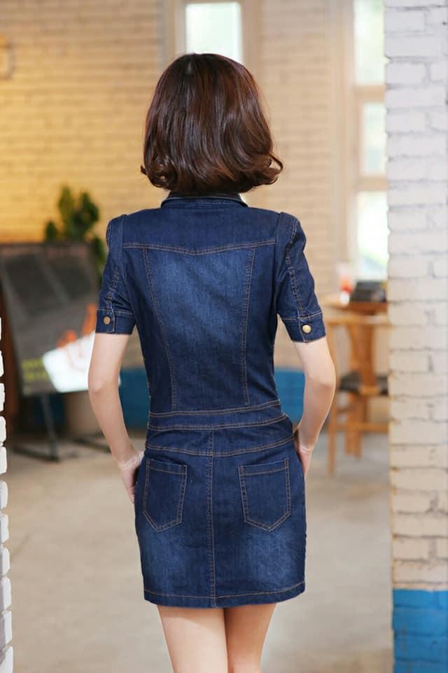 đầm jean phối nút cao cấp