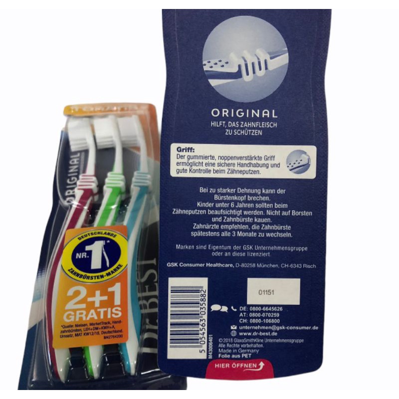 Bàn Chải Đánh Răng Dr.Best vỉ 3cái [HÀNG NỘI ĐỊA ĐỨC]