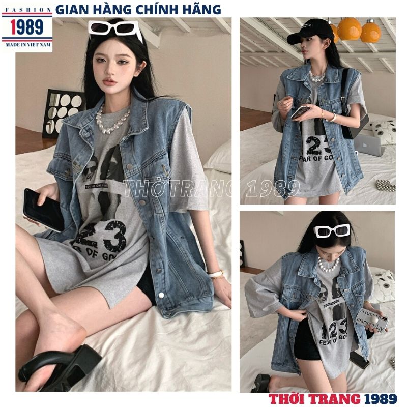 Áo khoác gile jeans bò túi hộp -áo khoác bò nữ , áo khoác gile unisex kiểu dáng hàn quốc trẻ chung năng động ,áo khoác bò -THỜI TRANG 1989
