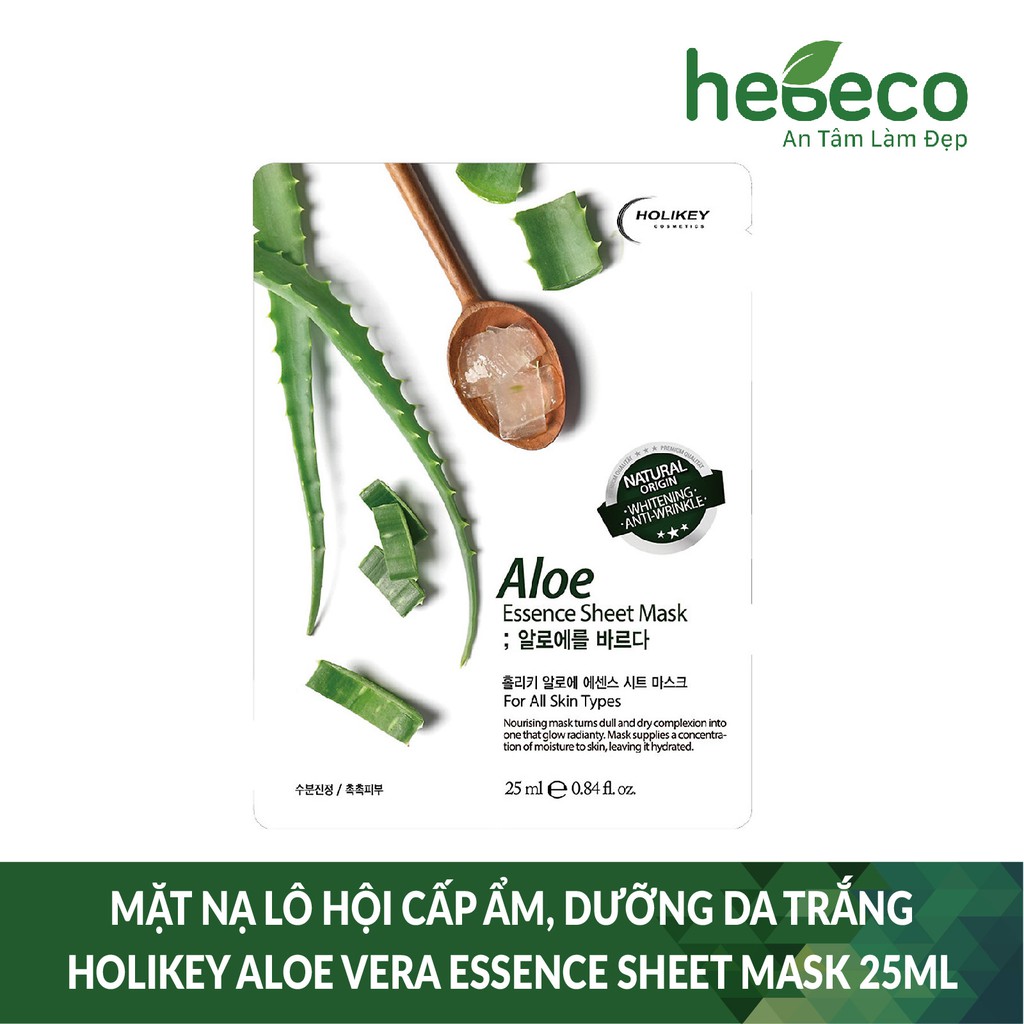 Mặt Nạ Tinh Chất Lô Hội Thiên Nhiên Cấp Ẩm, Dưỡng Da Trắng Holikey Aloe Vera Essence Sheet Mask 25ml-Hàn Quốc