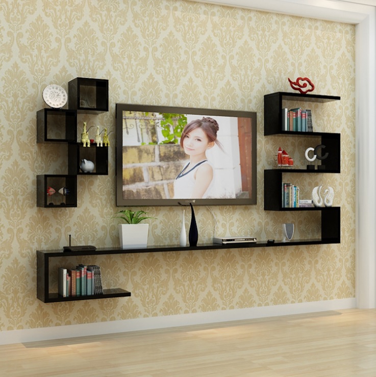 Kệ gỗ trang trí ti vi treo tường