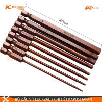 BỘ ĐẦU VÍT LỤC GIÁC TỪ TÍNH 8 CHI TIẾT KAPUSI JAPAN K-7185 CHUÔI LỤC GIÁC 6.35MM CHIỀU DÀI 100MM ĐƯỜNG KÍNH TỪ 1.5-8MM TƯƠNG THÍCH VỚI MỌI LOẠI MÁY KHOAN