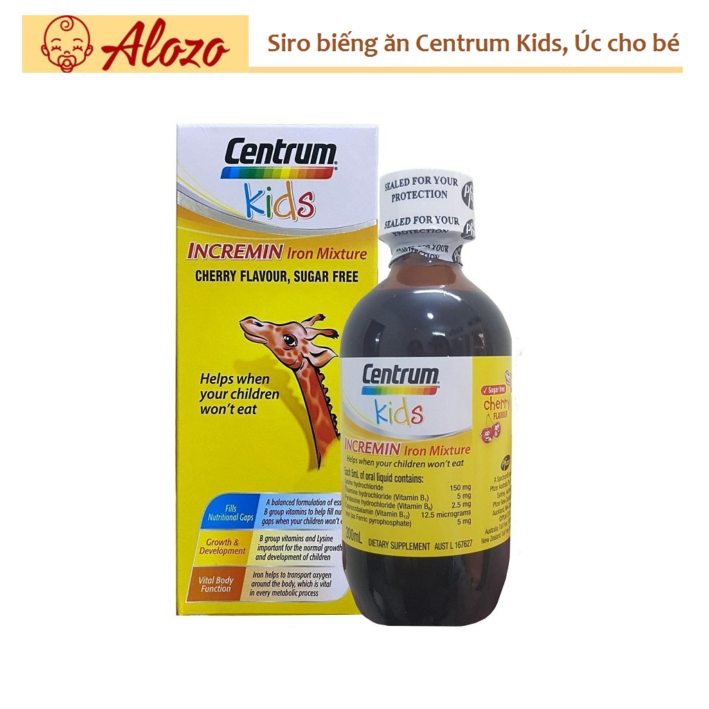 Siro biếng ăn Centrum Kids Incremin Iron Mixture của Úc