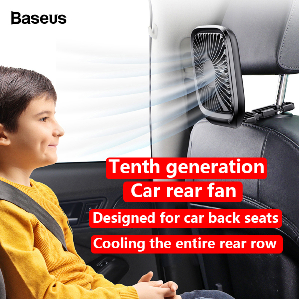 Baseus Bản gốc chất lượng cao  USB Quạt có thể gập lại có thể gập lại dành cho xe hơi Điều hòa không khí phía sau 5V Khả năng cao siêu yên tĩnh Máy làm mát ba cấp tốc độ gió Quạt làm mát (Đen & Trắng)