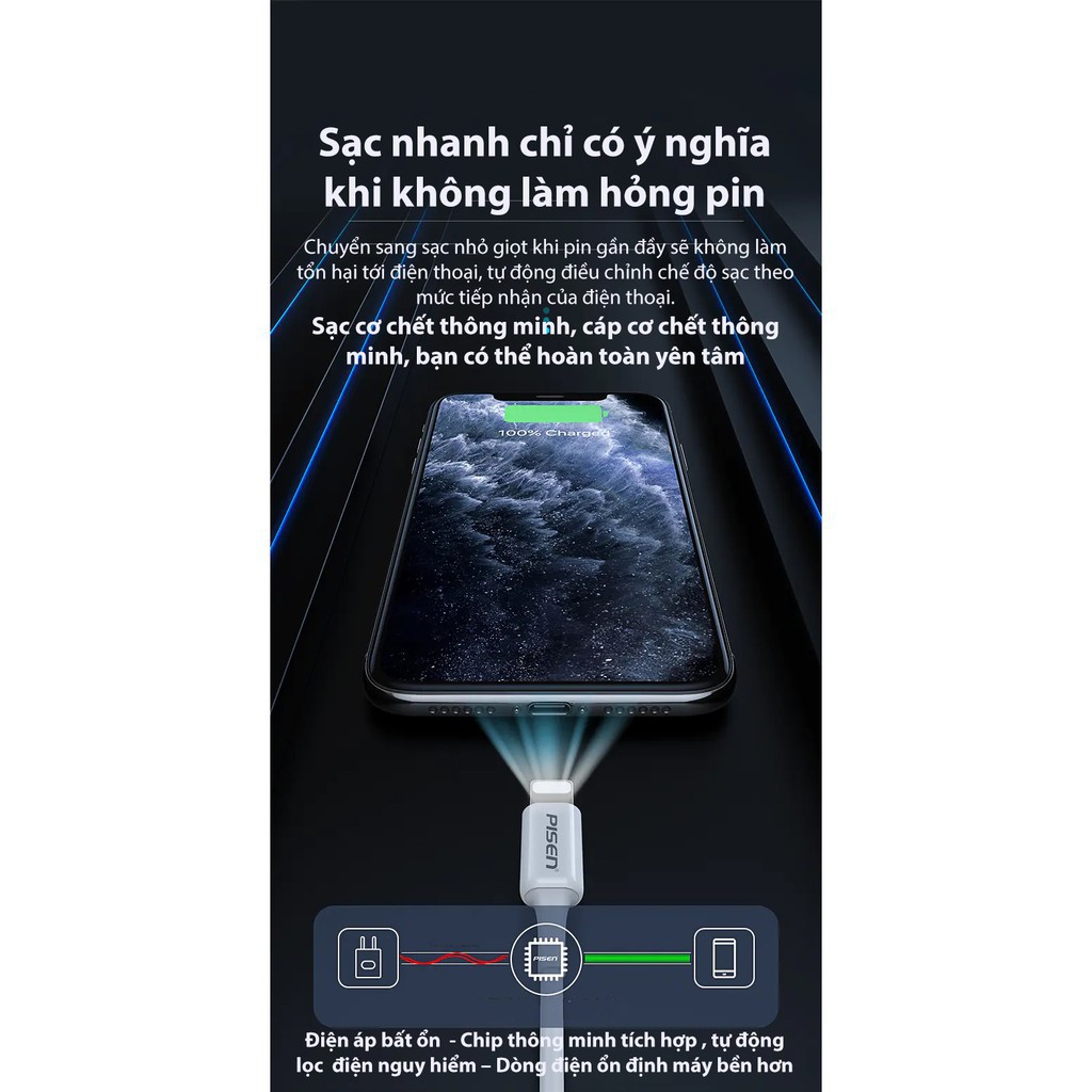 Cáp Sạc Nhanh Iphone Quick Lightning & Type C 3A (Type C to lighting) dài 1M