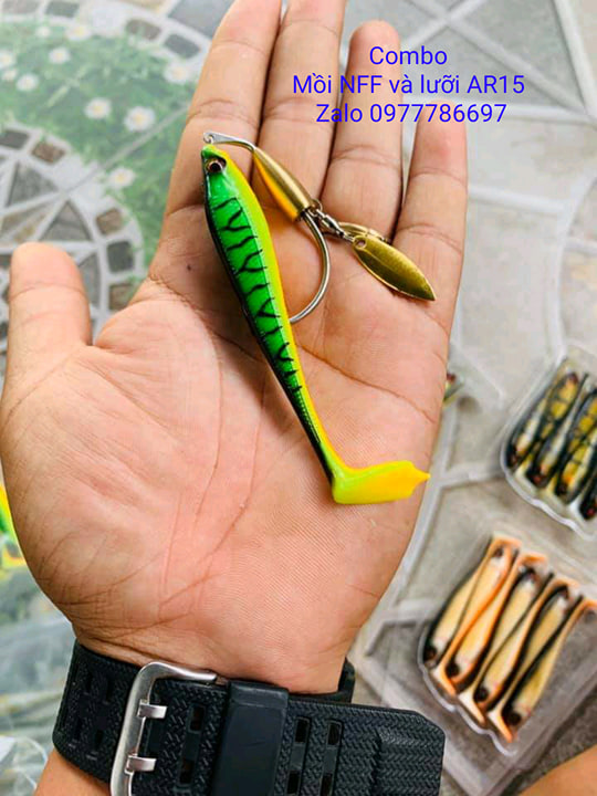 combo mồi mềm NFF và lưỡi Ar15 chuyên câu cá lóc