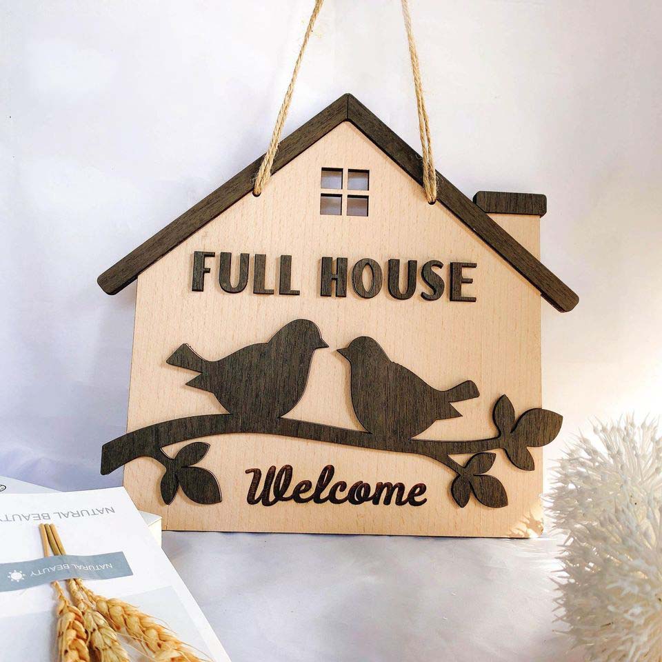 Bảng gỗ decor trang trí NGÔI NHÀ HẠNH PHÚC (bảng gỗ trang trí DNDecor + quà tặng giá 17.000đ)