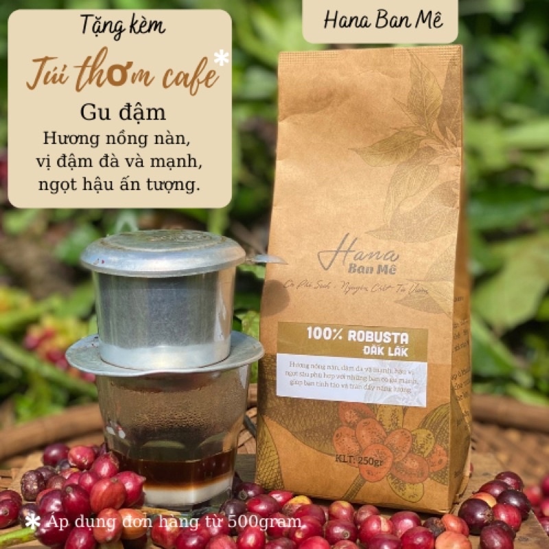 Cà phê rang xay nguyên chất Robusta 100 từ vườn Đắk Lắk