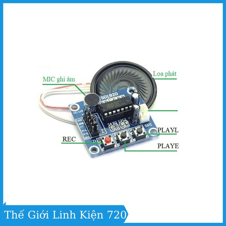 Module ghi âm ISD1820 V2 3-5V thu phát âm thanh