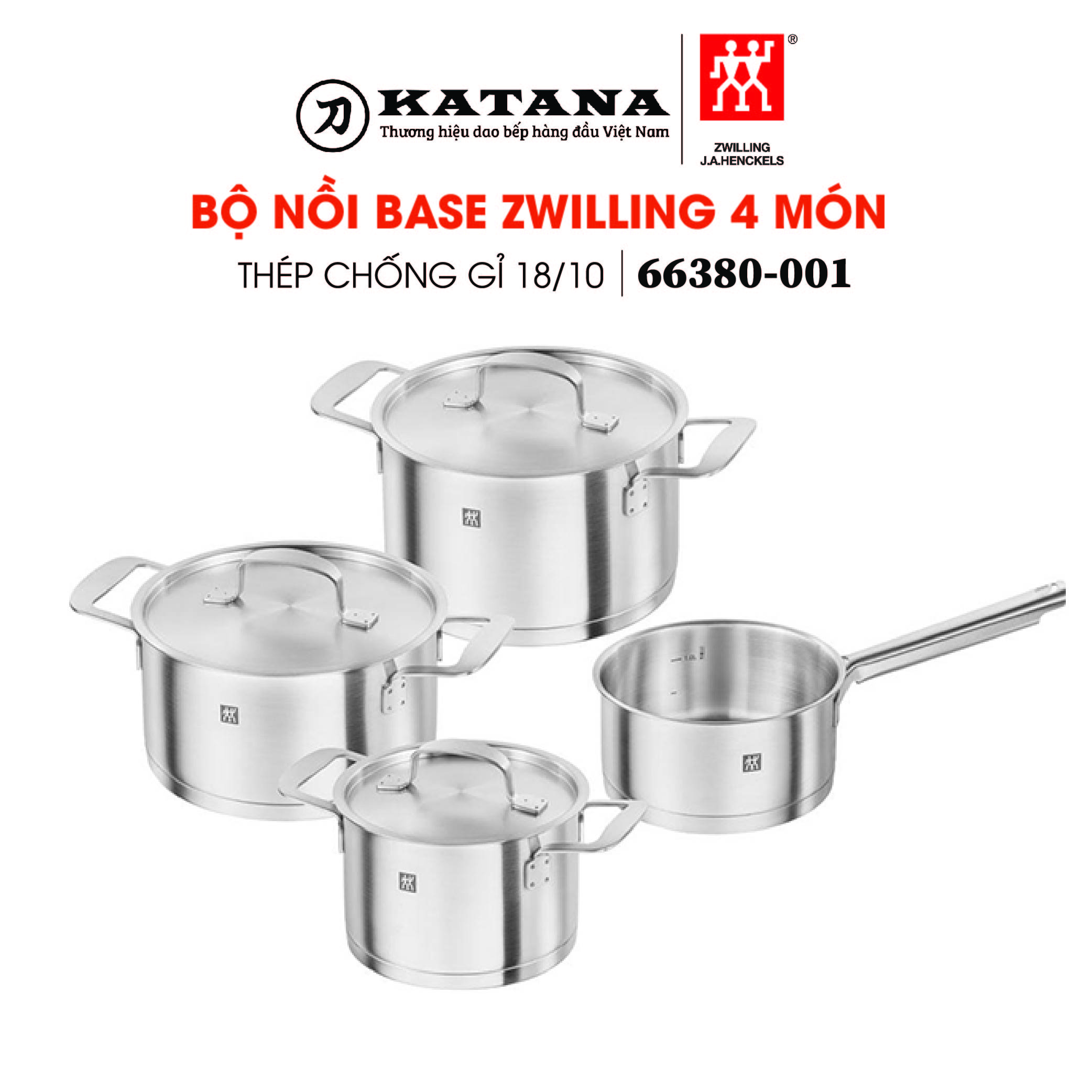 [Trả góp 0%]ZWILLING - Bộ nồi Base - 4 món