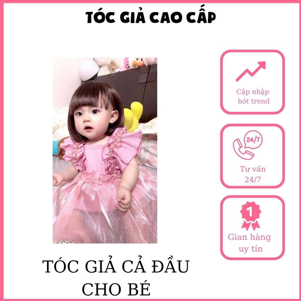 Tóc giả nguyên đầu cho bé, cúp vai
