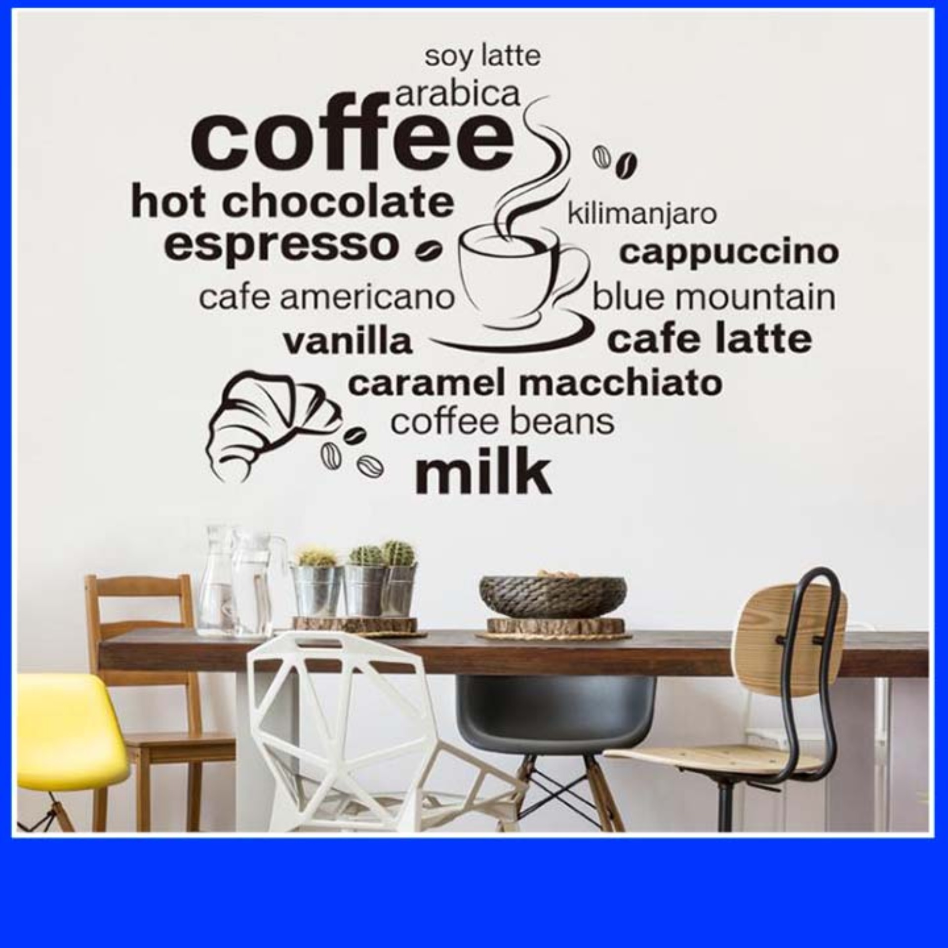 Decal dán tường Amyshop- tiếng anh Coffee DKN025