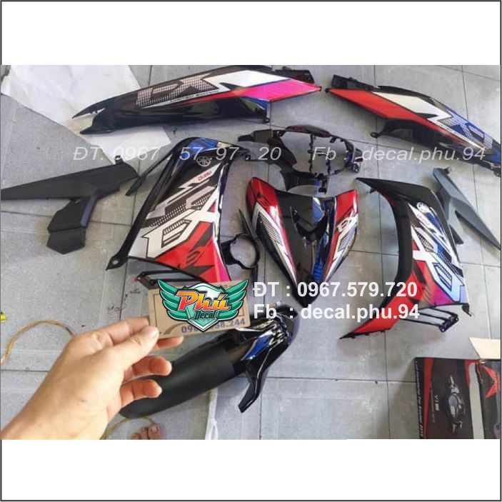 Tem rời Exciter 135 đỏ đen bạc (X) - mẫu mã đa dạng - chi tiết sắc nét - nhận làm Tem rời theo yêu cầu