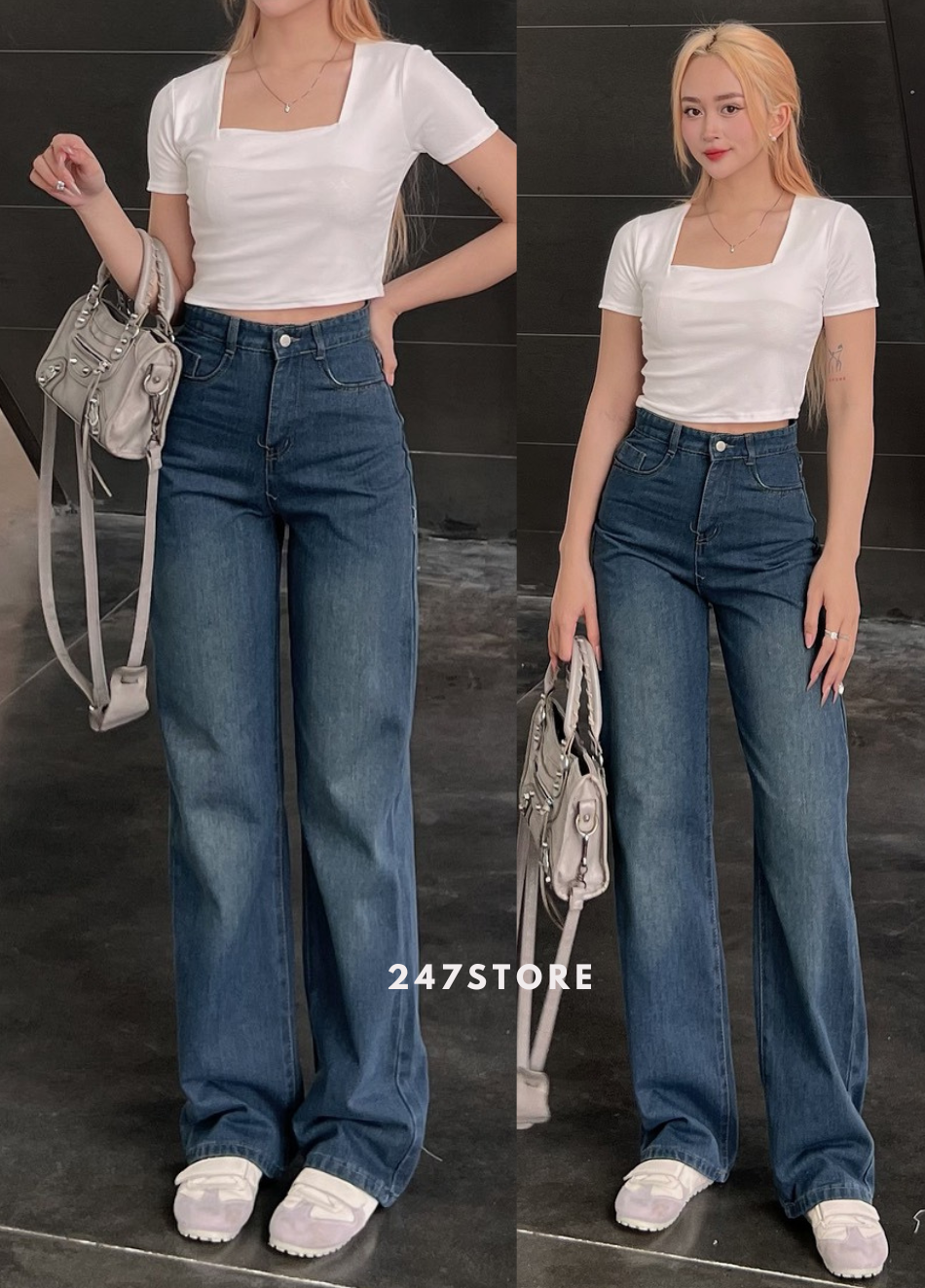 Quần jean ống suông cạp cao - 247storefashion - quanjeanq900_p0k43