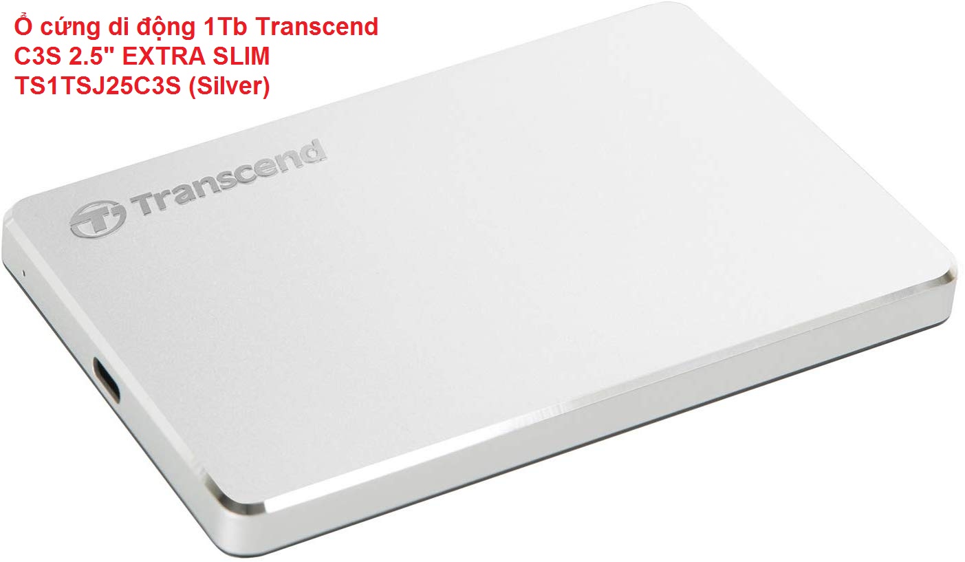 Ổ cứng di động 1Tb Transcend C3S 2.5" EXTRA SLIM TS1TSJ25C3S (Silver)